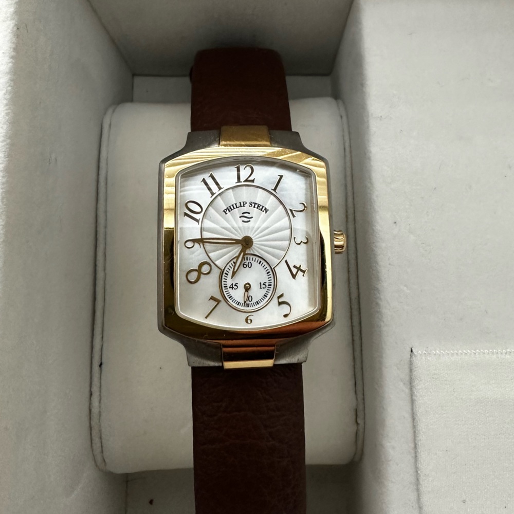 💯PHILIP STEİN LEATHER WATCH W/ Leather Strap